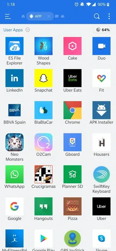 مدير التطبيقات في تطبيق ES File Explorer
