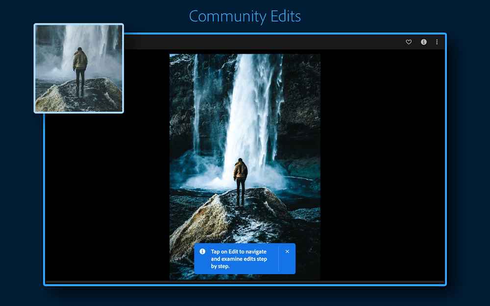 تفاعل تطبيق Adobe Lightroom مع الصورة
